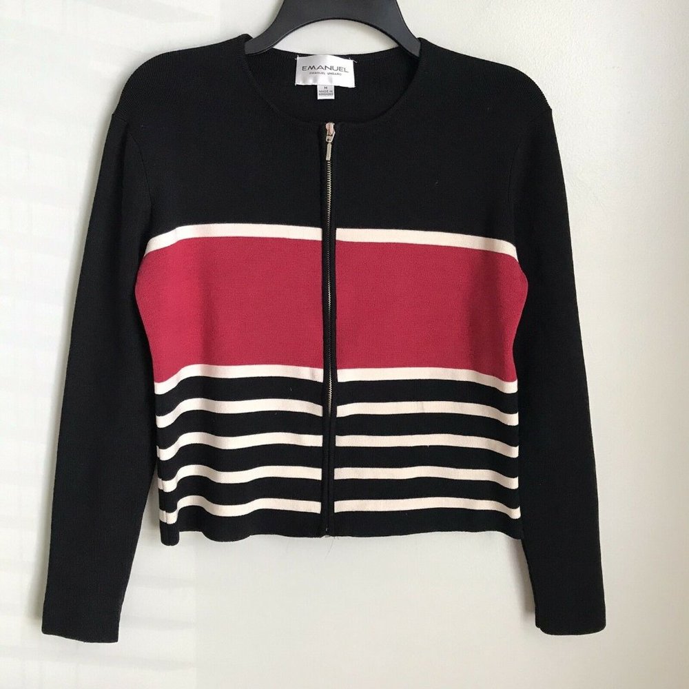 Emanuel Ungaro Black Silk Blend Zip Front Cardigan